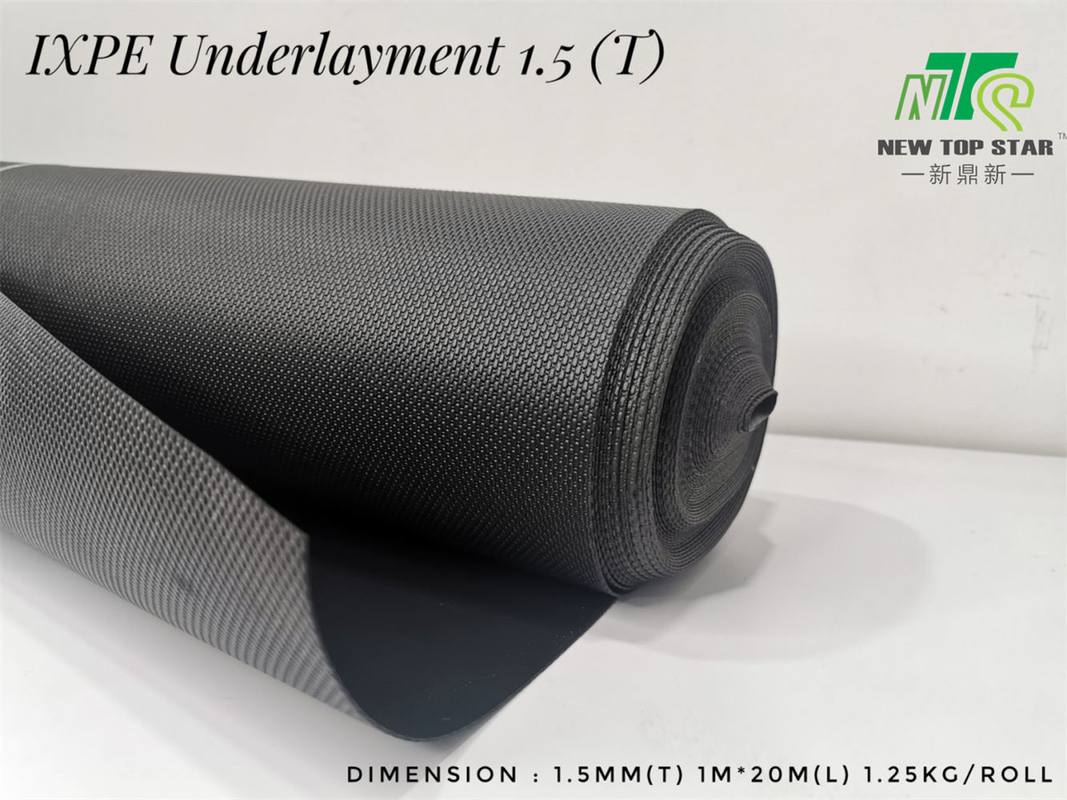 Black Floating Floor Acoustic Underlay Waffle Pattern Vinyl Flooring Underlayment Waterproof